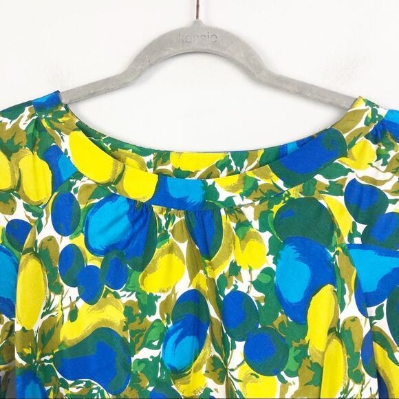 REBECCA TAYLOR | 100% Silk Bell Sleeve Lemon Fruit Print Blouse Women’s Size 8 - Picture 3 of 8